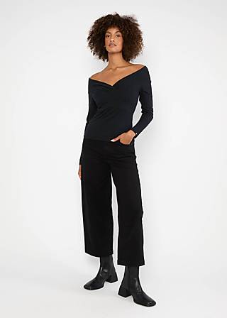 Longsleeve Lovebirds Kiss, black and strong , Tops, Black