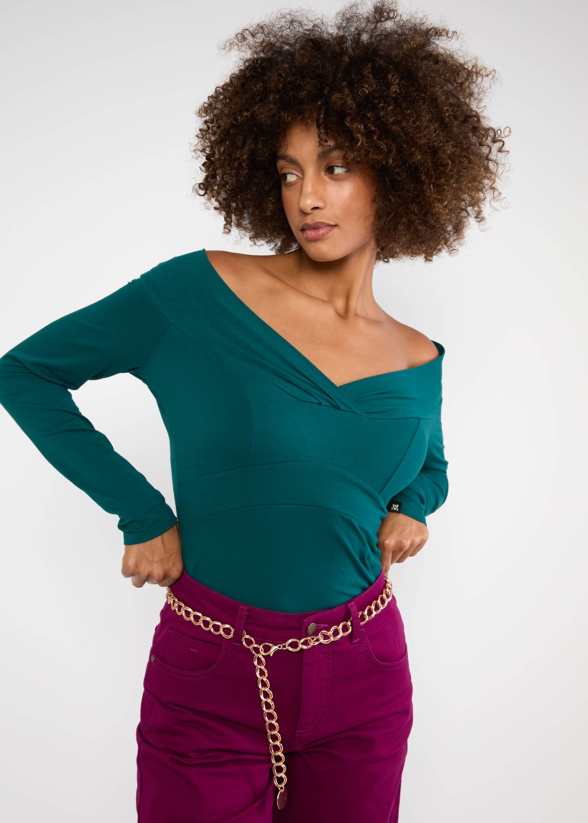 Longsleeve Lovebirds Kiss, teal pearl, Tops, Turquoise