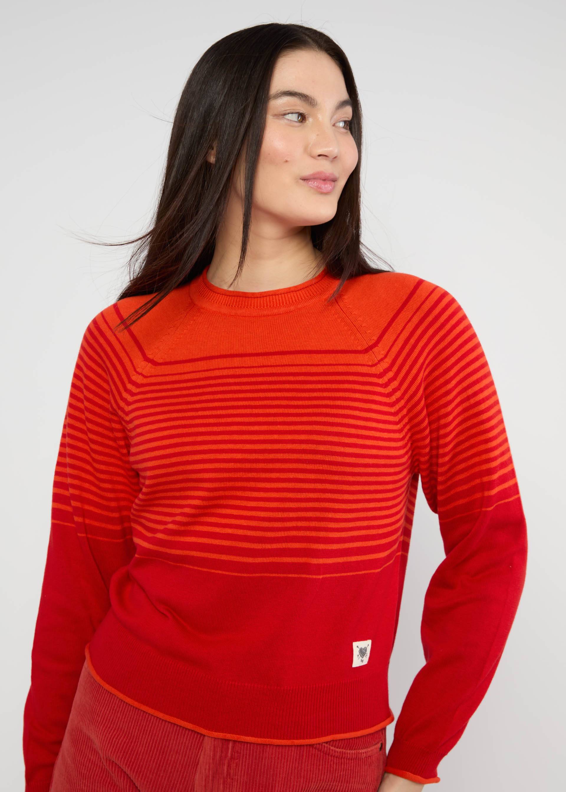 Strickpullover Marvellous Minds, gradient hella stripe, Strickpullover, Rot