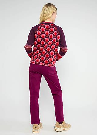 Strickpullover Cold Day Warm Heart, hot wave flower, Strickpullover, Rot