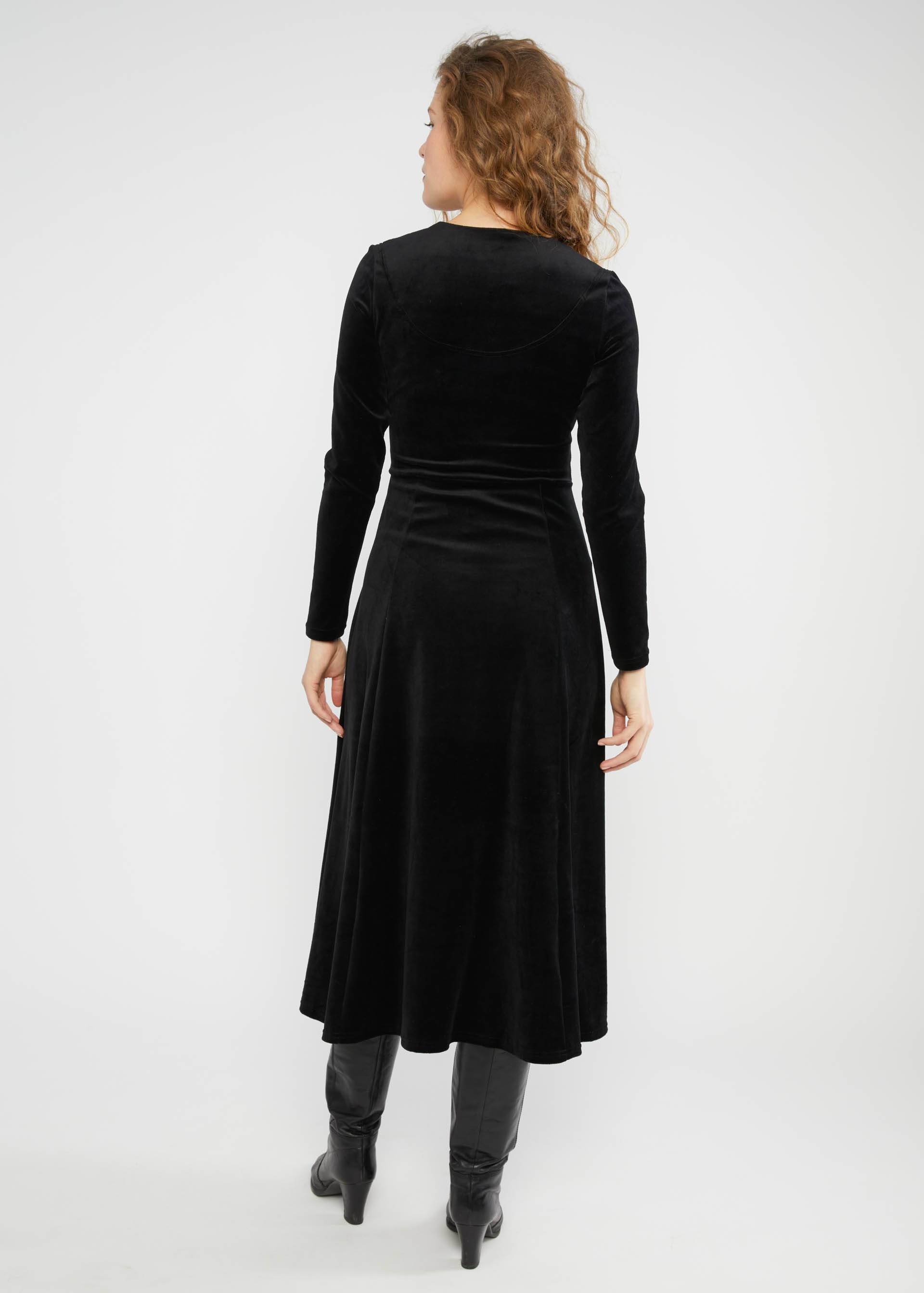 Midikleid Velvet Glamour Heart, fairytale of the crane black, Kleider, Schwarz