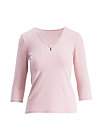 logo 3/4 sleeve v-shirt , scent of lady, Shirts, Pink